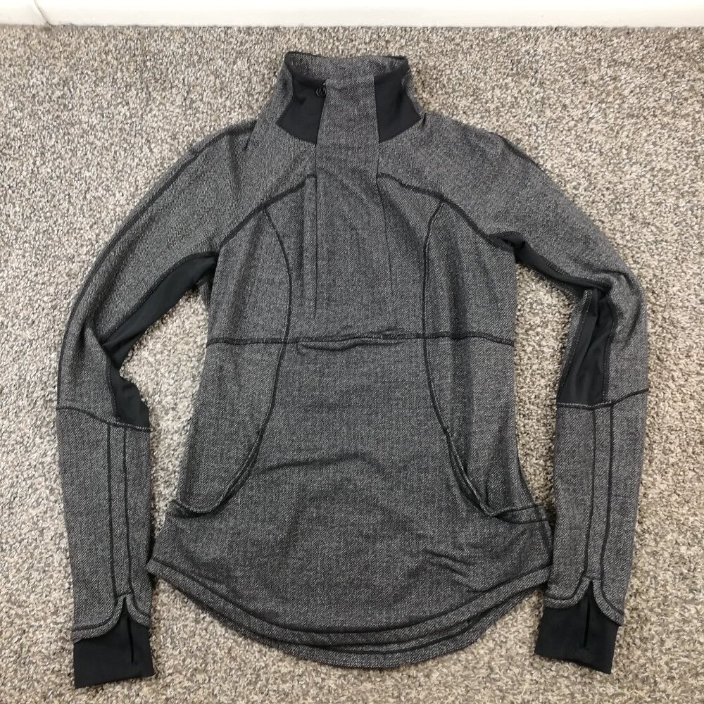 Lululemon Jacket 1/2 Zip Base Runner Pullover Womens 8 Herringbone Thumbholes